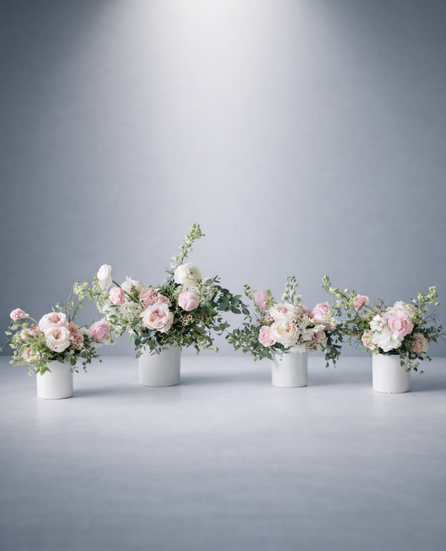 Cream Pink Floral Mix - The centerpiece Set Medium & Small