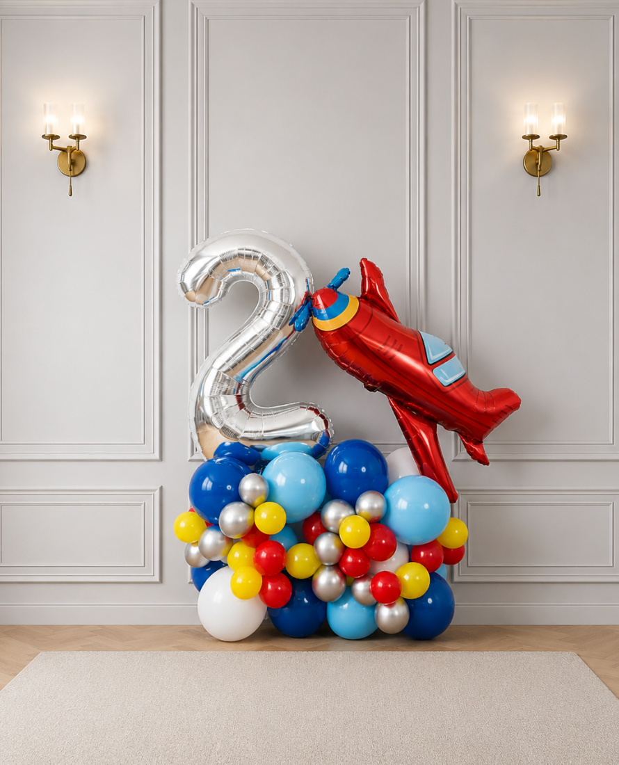 Airplane Theme - Number Balloon Pedestal - 4ft