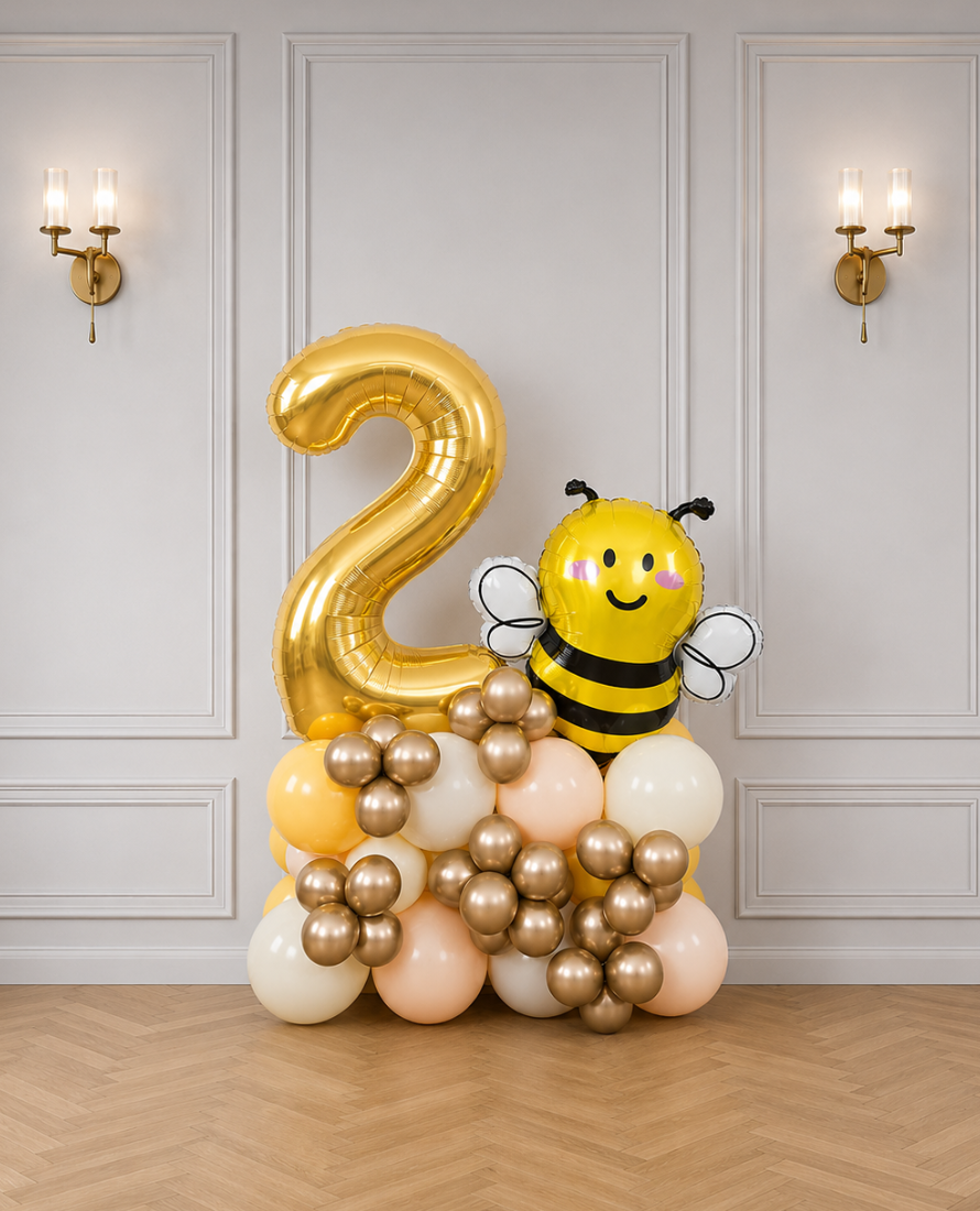 Bee Theme - Number Balloon Pedestal - 4ft