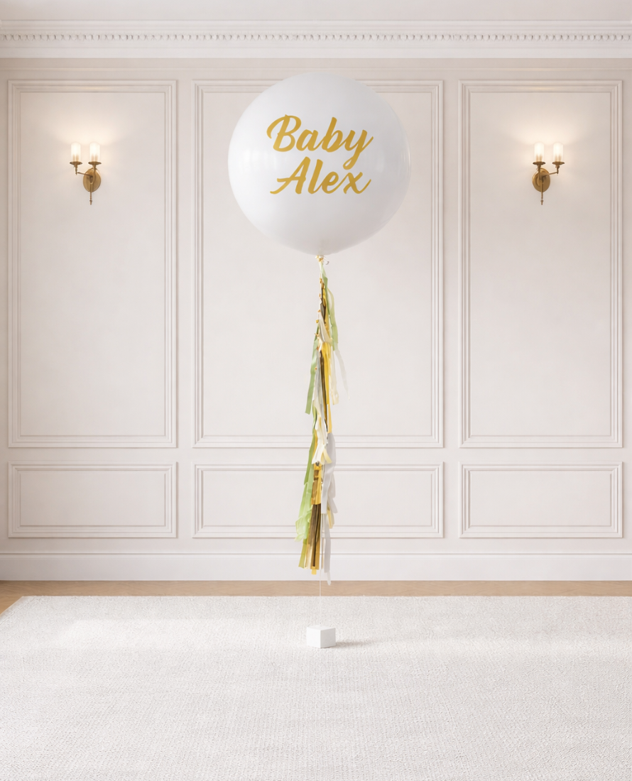 Botanical - Personalized BABY NAME Giant Balloon with Tassel