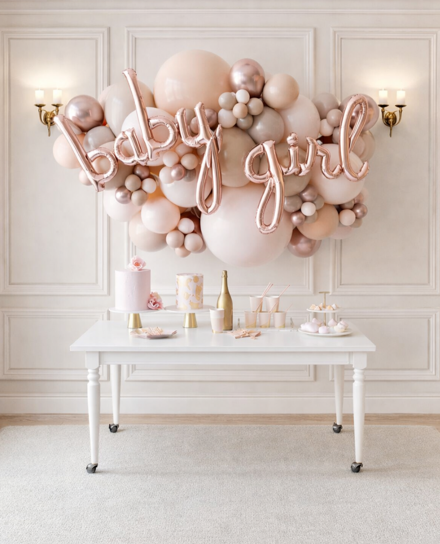 Glam Tan - BABY GIRL Backdrop Balloon Garland Install Piece - 6ft