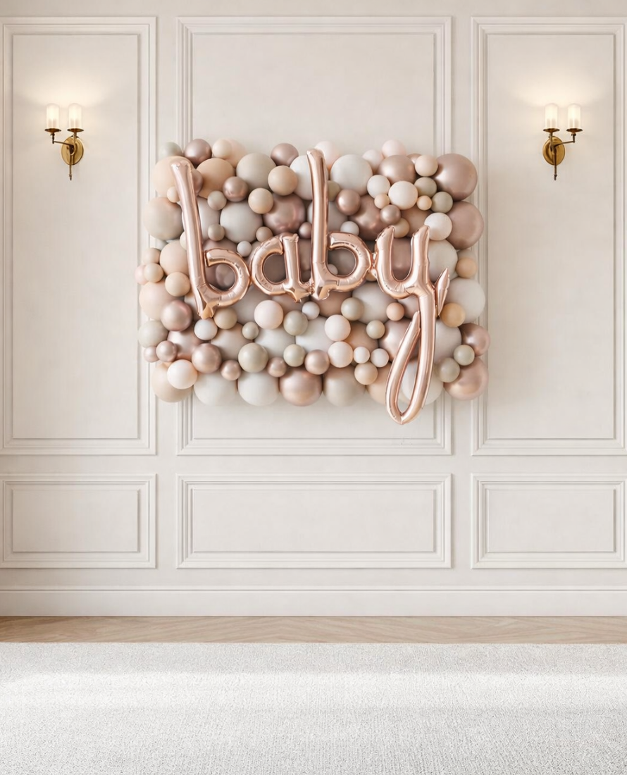 Glam Tan - BABY Script Balloon Backdrop Board - 30inx40in