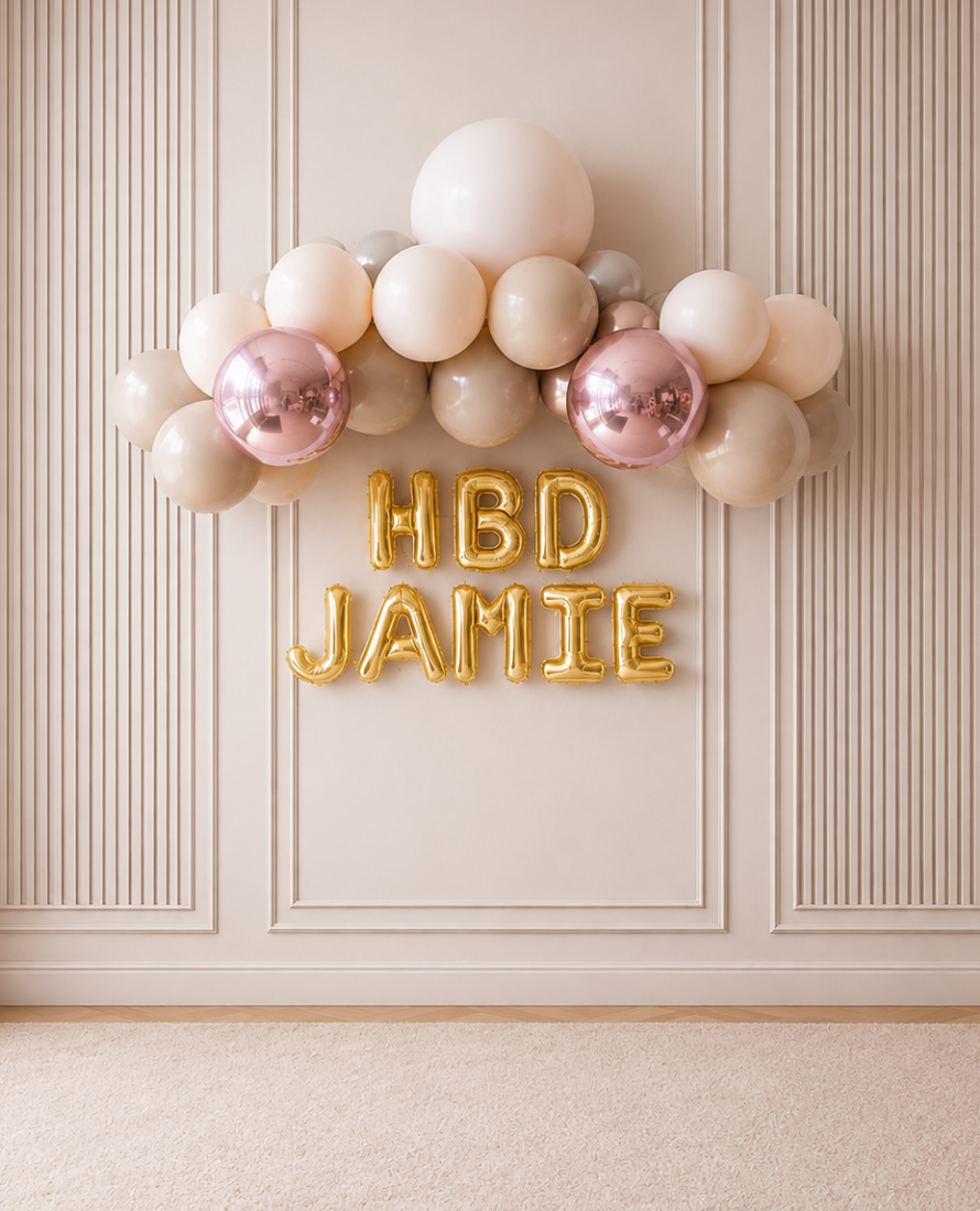 Glam Tan - Floating Balloon Arch & Foil Letters Set